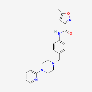 molecular formula C21H23N5O2 B2463920 5-methyl-N-(4-((4-(pyridin-2-yl)piperazin-1-yl)methyl)phenyl)isoxazole-3-carboxamide CAS No. 1170232-09-3