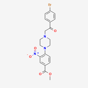 molecular formula C20H20BrN3O5 B2463921 Methyl 4-{4-[2-(4-bromophenyl)-2-oxoethyl]piperazino}-3-nitrobenzenecarboxylate CAS No. 478246-67-2