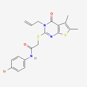 molecular formula C19H18BrN3O2S2 B2463923 2-((3-allyl-5,6-dimethyl-4-oxo-3,4-dihydrothieno[2,3-d]pyrimidin-2-yl)thio)-N-(4-bromophenyl)acetamide CAS No. 738621-91-5