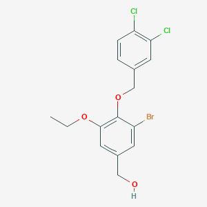 molecular formula C16H15BrCl2O3 B2463924 {3-Bromo-4-[(3,4-dichlorobenzyl)oxy]-5-ethoxyphenyl}methanol CAS No. 678551-57-0
