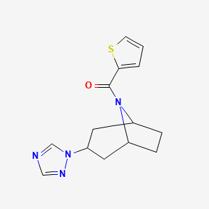 molecular formula C14H16N4OS B2463928 ((1R,5S)-3-(1H-1,2,4-triazol-1-yl)-8-azabicyclo[3.2.1]octan-8-yl)(thiophen-2-yl)methanone CAS No. 2319788-38-8