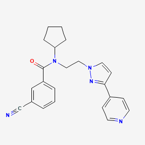 molecular formula C23H23N5O B2463930 3-cyano-N-cyclopentyl-N-(2-(3-(pyridin-4-yl)-1H-pyrazol-1-yl)ethyl)benzamide CAS No. 2034295-21-9