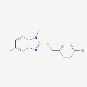 molecular formula C16H15ClN2S B246394 4-chlorobenzyl 1,5-dimethyl-1H-benzimidazol-2-yl sulfide 