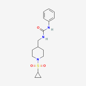 molecular formula C16H23N3O3S B2463958 1-((1-(Cyclopropylsulfonyl)piperidin-4-yl)methyl)-3-phenylurea CAS No. 1235618-66-2