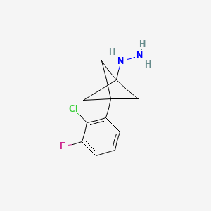 molecular formula C11H12ClFN2 B2463969 [3-(2-Chloro-3-fluorophenyl)-1-bicyclo[1.1.1]pentanyl]hydrazine CAS No. 2287282-09-9