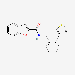 molecular formula C20H15NO2S B2463975 N-(2-(噻吩-3-基)苄基)苯并呋喃-2-甲酰胺 CAS No. 1797713-29-1