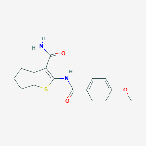 molecular formula C16H16N2O3S B246398 2-[(4-methoxybenzoyl)amino]-5,6-dihydro-4H-cyclopenta[b]thiophene-3-carboxamide 