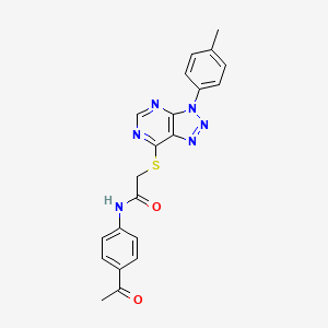molecular formula C21H18N6O2S B2463985 N-(4-acetylphenyl)-2-((3-(p-tolyl)-3H-[1,2,3]triazolo[4,5-d]pyrimidin-7-yl)thio)acetamide CAS No. 863459-55-6
