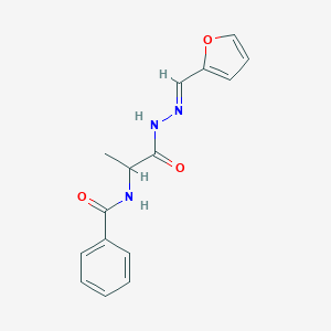 molecular formula C15H15N3O3 B246399 N-{2-[2-(2-furylmethylene)hydrazino]-1-methyl-2-oxoethyl}benzamide 