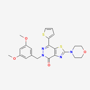 molecular formula C22H22N4O4S2 B2463992 5-(3,5-二甲氧基苄基)-2-吗啉基-7-(噻吩-2-基)噻唑并[4,5-d]哒嗪-4(5H)-酮 CAS No. 1021045-30-6