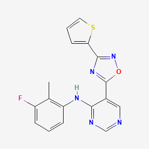 B2463996 N-(3-fluoro-2-methylphenyl)-5-(3-(thiophen-2-yl)-1,2,4-oxadiazol-5-yl)pyrimidin-4-amine CAS No. 2034243-97-3