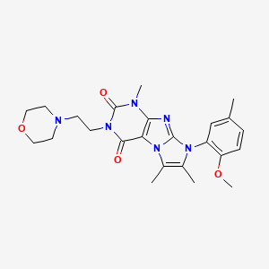 molecular formula C24H30N6O4 B2464008 8-(2-methoxy-5-methylphenyl)-1,6,7-trimethyl-3-(2-morpholinoethyl)-1H-imidazo[2,1-f]purine-2,4(3H,8H)-dione CAS No. 886892-88-2