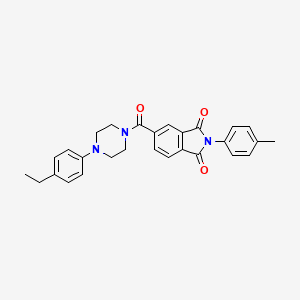molecular formula C28H27N3O3 B2464013 5-(4-(4-Ethylphenyl)piperazine-1-carbonyl)-2-(p-tolyl)isoindoline-1,3-dione CAS No. 695218-42-9