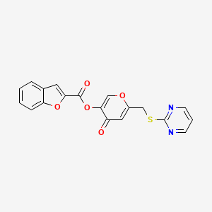 molecular formula C19H12N2O5S B2464018 [4-Oxo-6-(pyrimidin-2-ylsulfanylmethyl)pyran-3-yl] 1-benzofuran-2-carboxylate CAS No. 877638-13-6