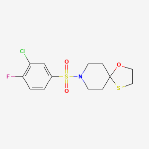 molecular formula C13H15ClFNO3S2 B2464019 8-((3-Chloro-4-fluorophenyl)sulfonyl)-1-oxa-4-thia-8-azaspiro[4.5]decane CAS No. 1351588-87-8