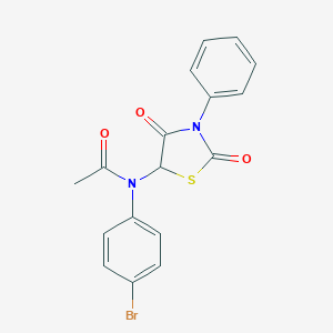 molecular formula C17H13BrN2O3S B246402 N-(4-Bromophenyl)-N-(2,4-dioxo-3-phenyl-1,3-thiazolidin-5-yl)acetamide 