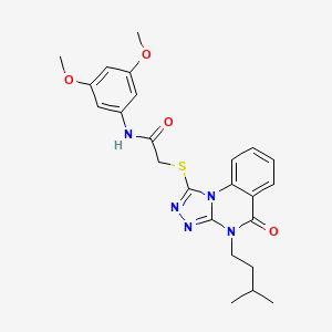 molecular formula C24H27N5O4S B2464022 N-(3,5-dimethoxyphenyl)-2-((4-isopentyl-5-oxo-4,5-dihydro-[1,2,4]triazolo[4,3-a]quinazolin-1-yl)thio)acetamide CAS No. 938597-69-4