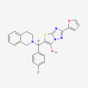 molecular formula C24H19FN4O2S B2464024 5-((3,4-dihydroisoquinolin-2(1H)-yl)(4-fluorophenyl)methyl)-2-(furan-2-yl)thiazolo[3,2-b][1,2,4]triazol-6-ol CAS No. 887222-27-7