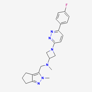 molecular formula C22H25FN6 B2464027 1-[6-(4-Fluorophenyl)pyridazin-3-yl]-N-methyl-N-[(2-methyl-5,6-dihydro-4H-cyclopenta[c]pyrazol-3-yl)methyl]azetidin-3-amine CAS No. 2415603-57-3