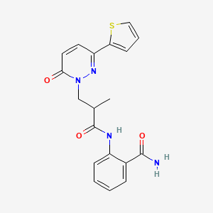 molecular formula C19H18N4O3S B2464028 2-(2-methyl-3-(6-oxo-3-(thiophen-2-yl)pyridazin-1(6H)-yl)propanamido)benzamide CAS No. 1286705-86-9