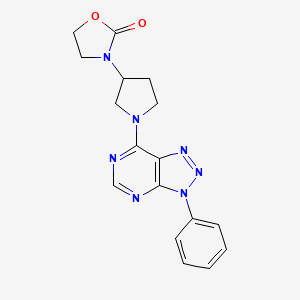 molecular formula C17H17N7O2 B2464036 3-[1-(3-Phenyltriazolo[4,5-d]pyrimidin-7-yl)pyrrolidin-3-yl]-1,3-oxazolidin-2-one CAS No. 2380087-56-7