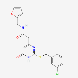 2-(2-((3-chlorobenzyl)thio)-6-oxo-1,6-dihydropyrimidin-4-yl)-N-(furan-2-ylmethyl)acetamide
