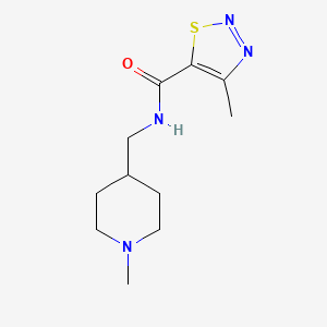 molecular formula C11H18N4OS B2464054 4-甲基-N-((1-甲基哌啶-4-基)甲基)-1,2,3-噻二唑-5-甲酰胺 CAS No. 1210388-77-4