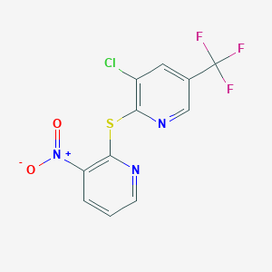 molecular formula C11H5ClF3N3O2S B2464058 3-Chloro-2-[(3-nitro-2-pyridinyl)sulfanyl]-5-(trifluoromethyl)pyridine CAS No. 338406-84-1
