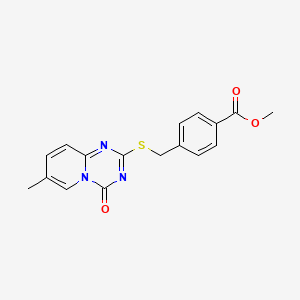 molecular formula C17H15N3O3S B2464068 4-[(7-甲基-4-氧代吡啶并[1,2-a][1,3,5]三嗪-2-基)硫代甲基]苯甲酸甲酯 CAS No. 896325-71-6