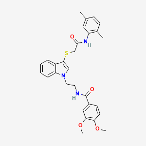 N-[2-[3-[2-(2,5-dimethylanilino)-2-oxoethyl]sulfanylindol-1-yl]ethyl]-3,4-dimethoxybenzamide