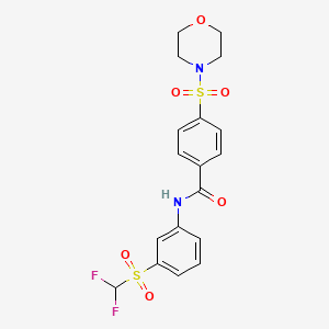 molecular formula C18H18F2N2O6S2 B2464076 N-{3-[(difluoromethyl)sulfonyl]phenyl}-4-(4-morpholinylsulfonyl)benzamide CAS No. 690249-73-1