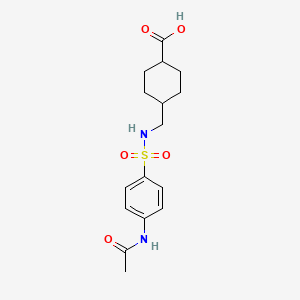 molecular formula C16H22N2O5S B2464085 4-[({[4-(Acetylamino)phenyl]sulfonyl}amino)methyl]cyclohexanecarboxylic acid CAS No. 1212419-02-7
