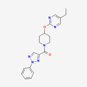 molecular formula C20H22N6O2 B2464095 [4-(5-Ethylpyrimidin-2-yl)oxypiperidin-1-yl]-(2-phenyltriazol-4-yl)methanone CAS No. 2380191-32-0