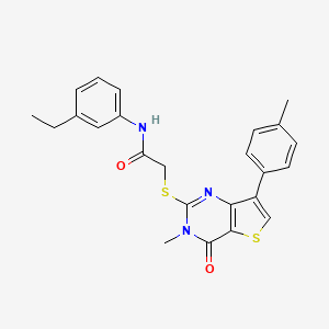 molecular formula C24H23N3O2S2 B2464098 N-(3-乙基苯基)-2-{[3-甲基-7-(4-甲基苯基)-4-氧代-3,4-二氢噻吩并[3,2-d]嘧啶-2-基]硫代}乙酰胺 CAS No. 1105196-87-9