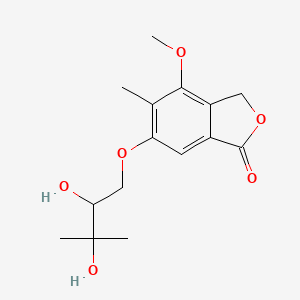 molecular formula C15H20O6 B2464105 6-(2,3-Dihydroxy-3-methylbutoxy)-4-methoxy-5-methyl-3H-2-benzofuran-1-one CAS No. 156281-15-1