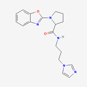 molecular formula C18H21N5O2 B2464116 1-(1,3-benzoxazol-2-yl)-N-[3-(1H-imidazol-1-yl)propyl]pyrrolidine-2-carboxamide CAS No. 2097865-79-5