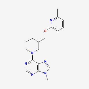 molecular formula C18H22N6O B2464144 9-Methyl-6-[3-[(6-methylpyridin-2-yl)oxymethyl]piperidin-1-yl]purine CAS No. 2379971-92-1