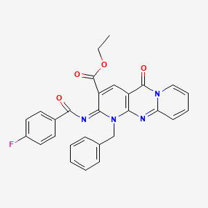 molecular formula C28H21FN4O4 B2464145 (Z)-乙基1-苄基-2-((4-氟苯甲酰)亚氨基)-5-氧代-2,5-二氢-1H-二吡啶并[1,2-a:2',3'-d]嘧啶-3-羧酸酯 CAS No. 534581-28-7