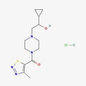 molecular formula C13H21ClN4O2S B2464146 (4-(2-Cyclopropyl-2-hydroxyethyl)piperazin-1-yl)(4-methyl-1,2,3-thiadiazol-5-yl)methanone hydrochloride CAS No. 1396711-61-7