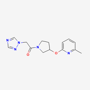molecular formula C14H17N5O2 B2464171 1-(3-((6-methylpyridin-2-yl)oxy)pyrrolidin-1-yl)-2-(1H-1,2,4-triazol-1-yl)ethanone CAS No. 1904329-06-1