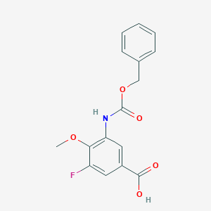molecular formula C16H14FNO5 B2464176 3-Fluoro-4-methoxy-5-(phenylmethoxycarbonylamino)benzoic acid CAS No. 2287341-80-2