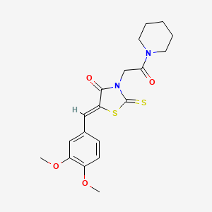 molecular formula C19H22N2O4S2 B2464195 (Z)-5-(3,4-dimethoxybenzylidene)-3-(2-oxo-2-(piperidin-1-yl)ethyl)-2-thioxothiazolidin-4-one CAS No. 681832-57-5