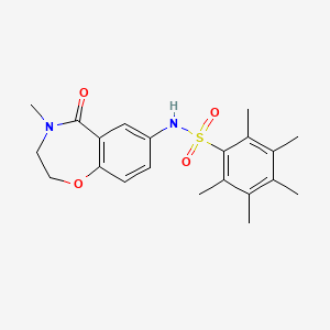 2,3,4,5,6-pentamethyl-N-(4-methyl-5-oxo-2,3,4,5-tetrahydrobenzo[f][1,4]oxazepin-7-yl)benzenesulfonamide