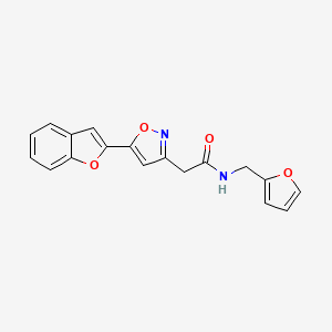 molecular formula C18H14N2O4 B2464210 2-(5-(benzofuran-2-yl)isoxazol-3-yl)-N-(furan-2-ylmethyl)acetamide CAS No. 1105218-63-0