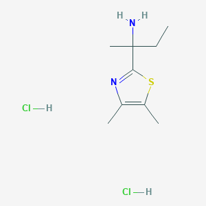 molecular formula C9H18Cl2N2S B2464215 2-(4,5-二甲基-1,3-噻唑-2-基)丁-2-胺;二盐酸盐 CAS No. 2445790-60-1