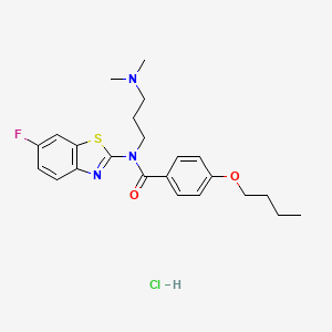 molecular formula C23H29ClFN3O2S B2464223 4-butoxy-N-(3-(dimethylamino)propyl)-N-(6-fluorobenzo[d]thiazol-2-yl)benzamide hydrochloride CAS No. 1216625-05-6