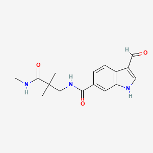 molecular formula C16H19N3O3 B2464244 N-[2,2-Dimethyl-3-(methylamino)-3-oxopropyl]-3-formyl-1H-indole-6-carboxamide CAS No. 2411306-25-5
