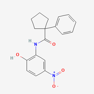 molecular formula C18H18N2O4 B2464246 N-(2-羟基-5-硝基苯基)(苯基环戊基)甲酰胺 CAS No. 1024127-44-3