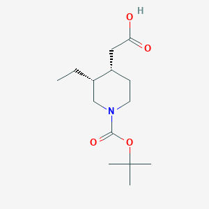 molecular formula C14H25NO4 B2464252 2-[(3R,4S)-3-ethyl-1-[(2-methylpropan-2-yl)oxycarbonyl]piperidin-4-yl]acetic acid CAS No. 233745-95-4