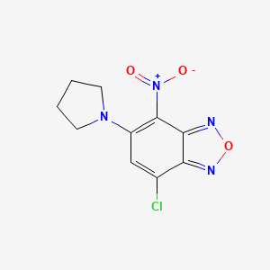 molecular formula C10H9ClN4O3 B2464258 7-Chloro-4-nitro-5-pyrrolidin-1-yl-2,1,3-benzoxadiazole CAS No. 503561-69-1